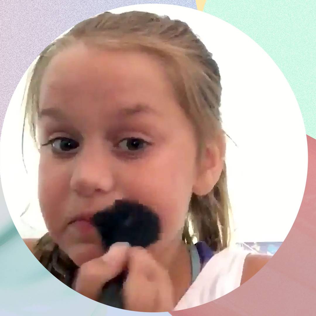 Image: This little girlâs viral makeup tutorial is all of us testing out new products