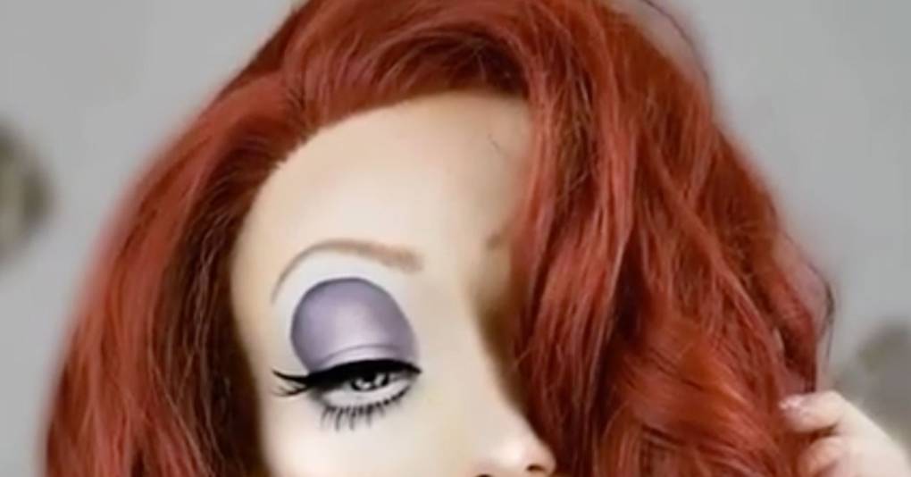 Beauty blogger Nikki French Jessica Rabbit makeup transformation