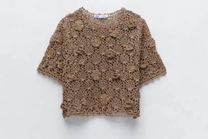 zara knits crochet gathered floral dress