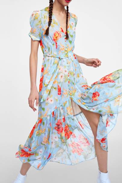 zara floral linen dress
