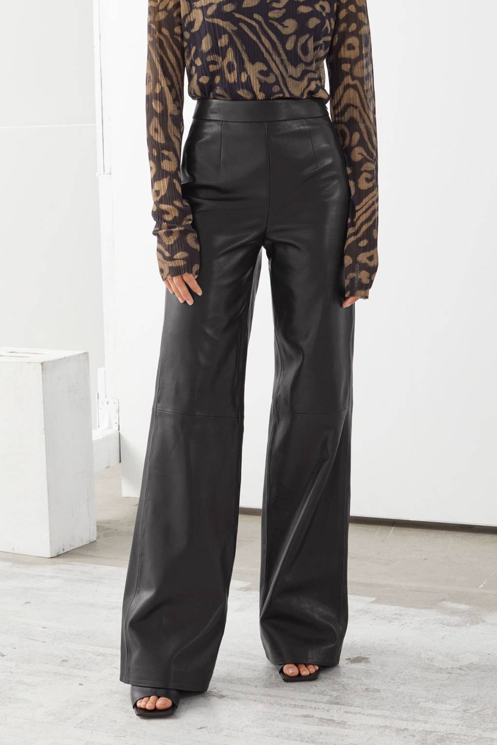 Straight leg leather look trousers Clearance