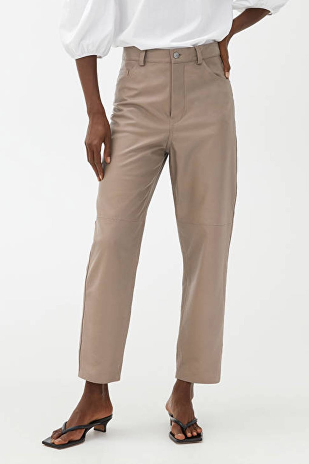 leather beige trousers