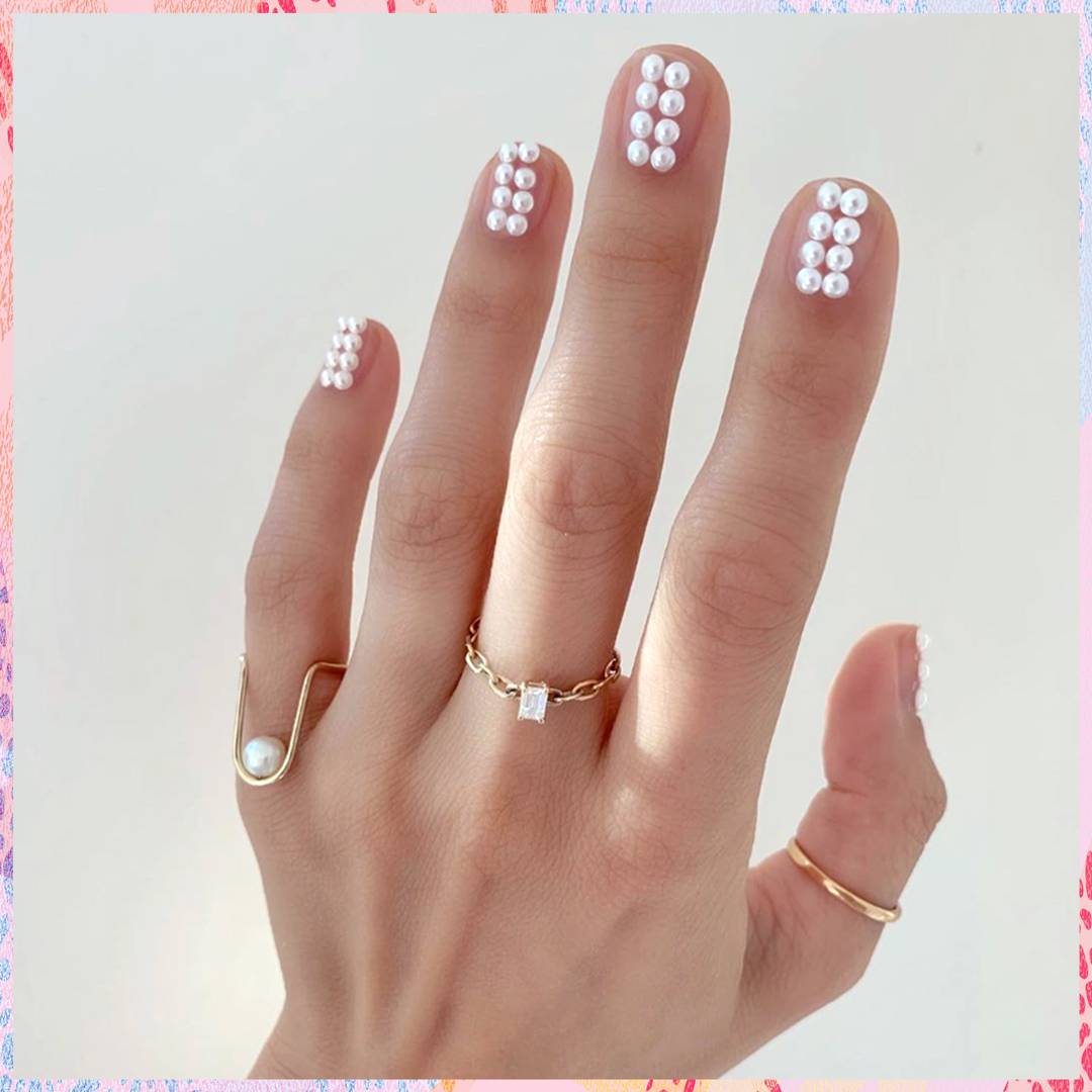 Image: Pearl nail art is all over Instagram and it's so pretty it hurts