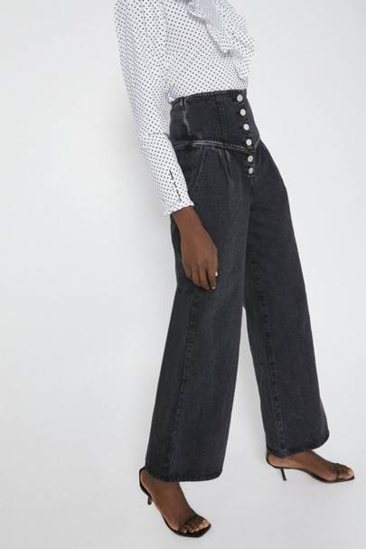 black and white colour block editor straight jeans