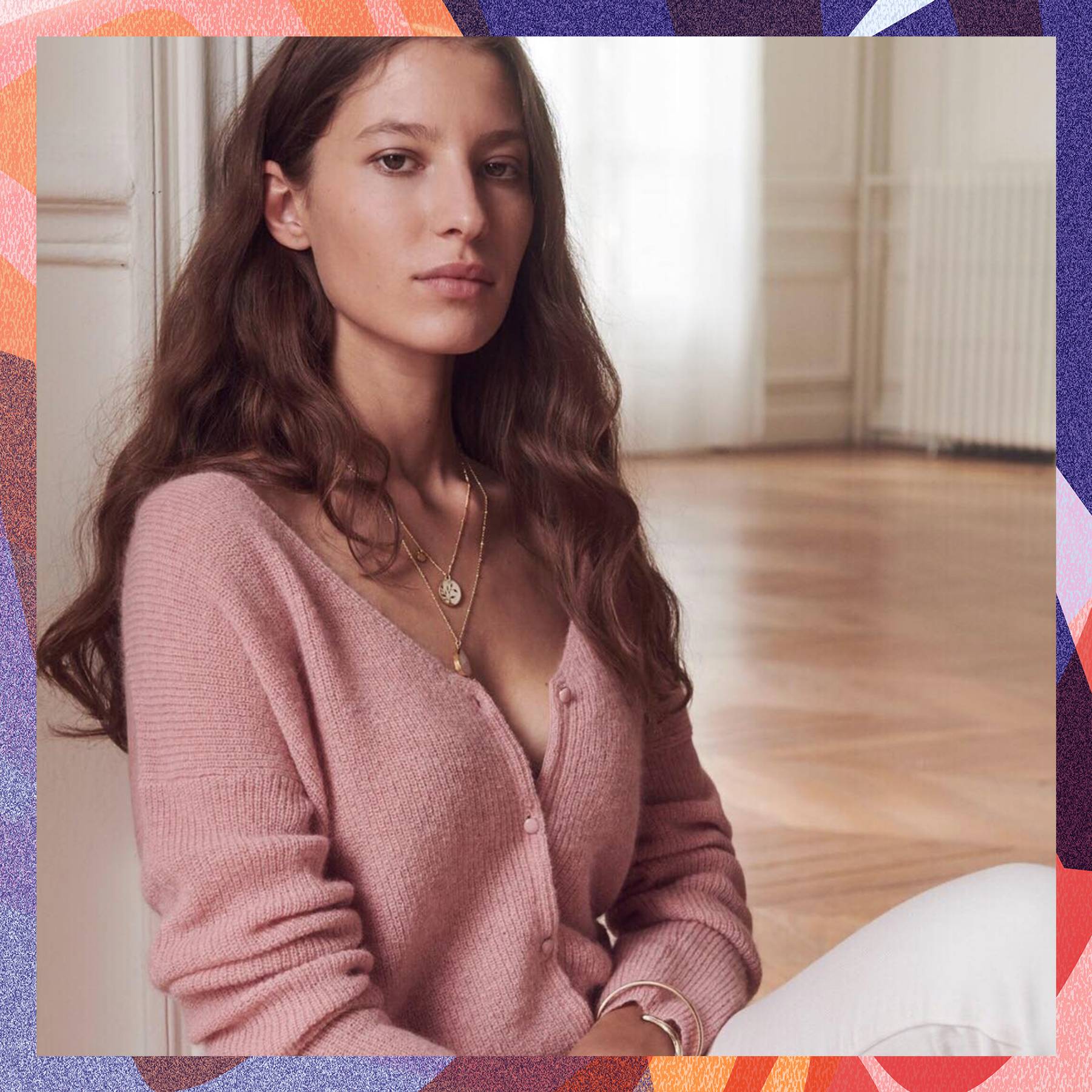 sezane pink cardigan