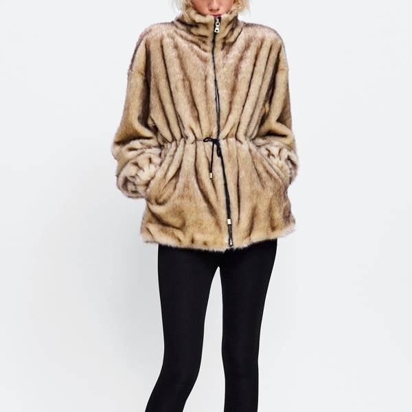 3496 Grey Faux Fur Detailed Coat 