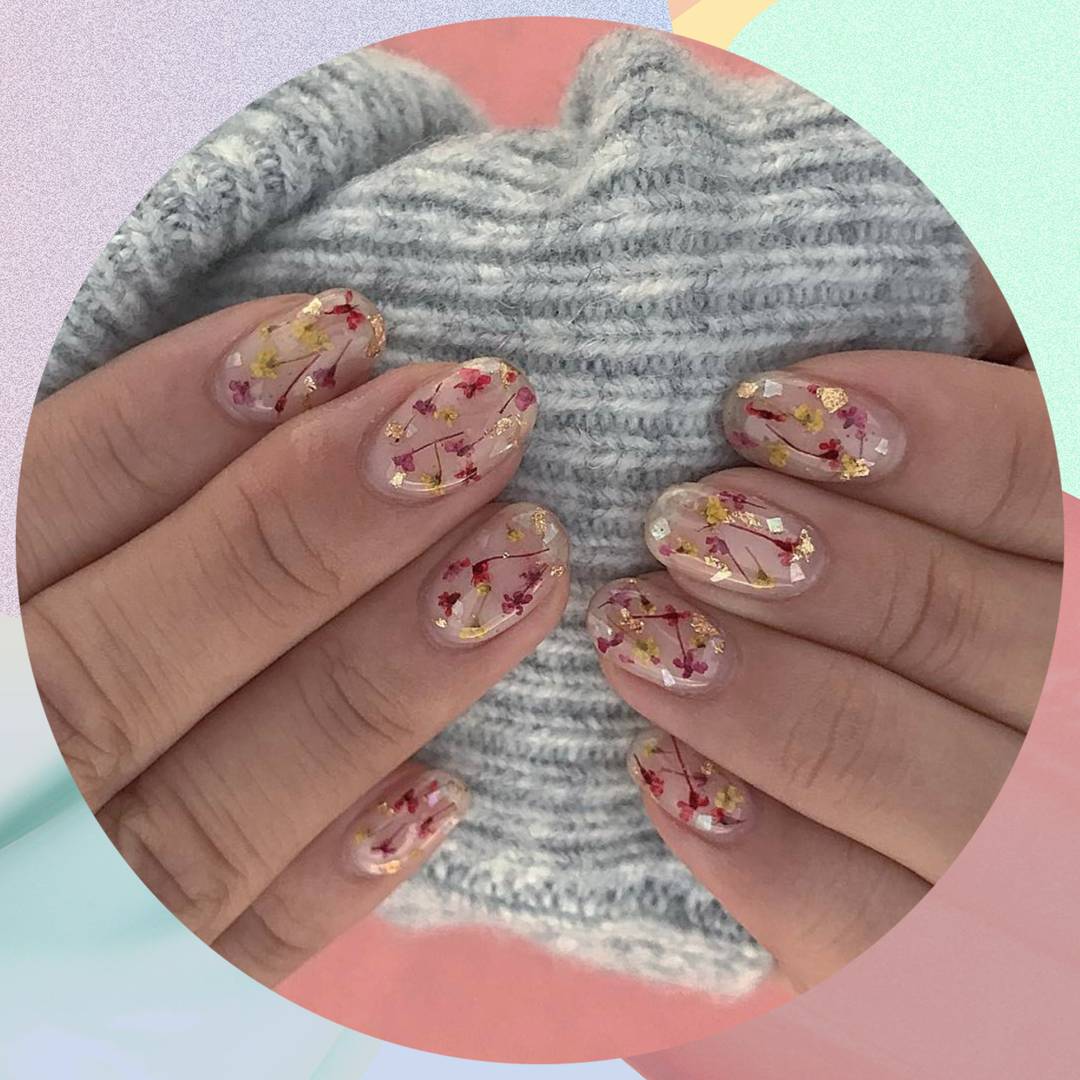 Image: Dried flower manicures are all over Instagram right now and they're so damn pretty