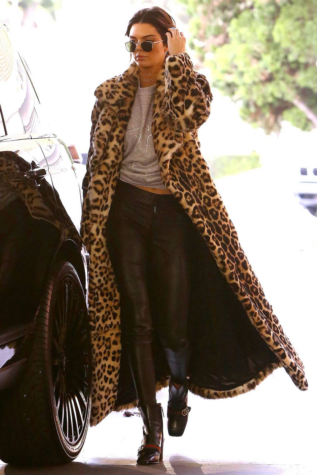 floor length leopard print coat