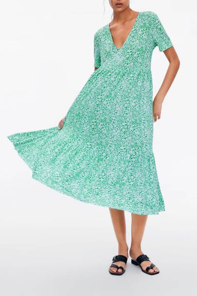 green floral midi dress zara