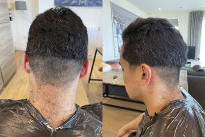 cutting men's curly hair with clippers