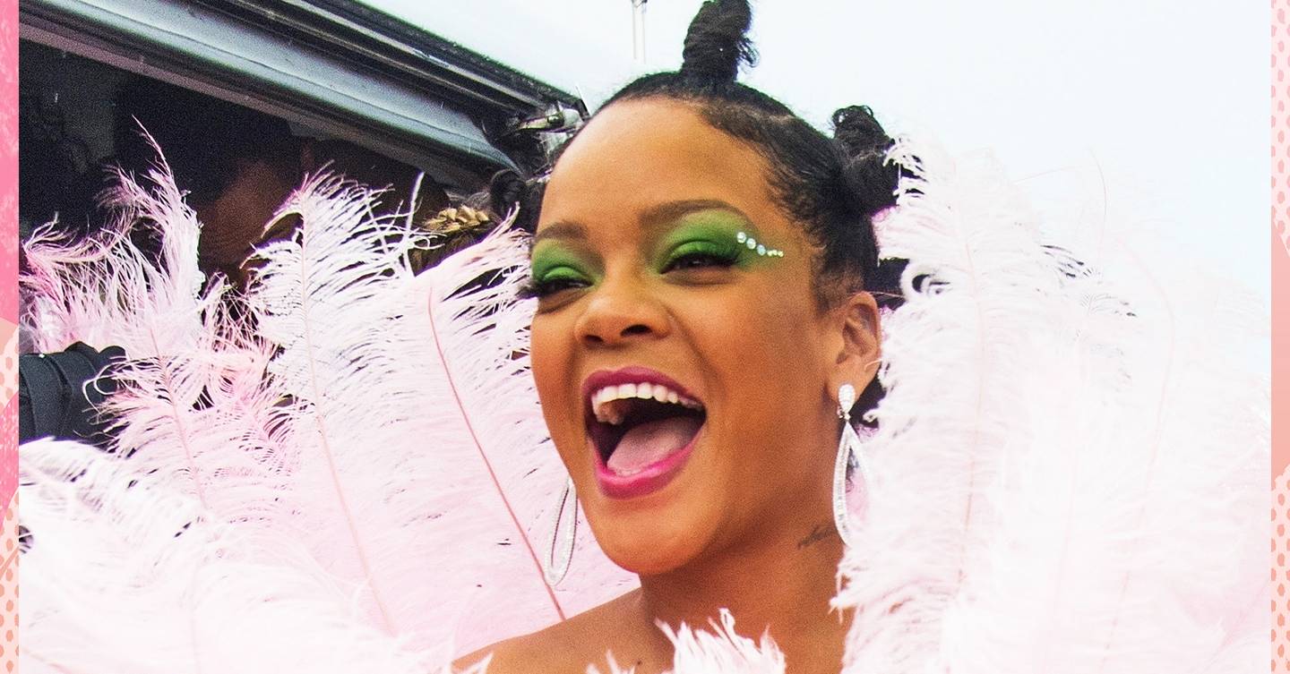 Rihanna Wears Bantu Knots And A Feathered Dress For Crop Over 2019 ...