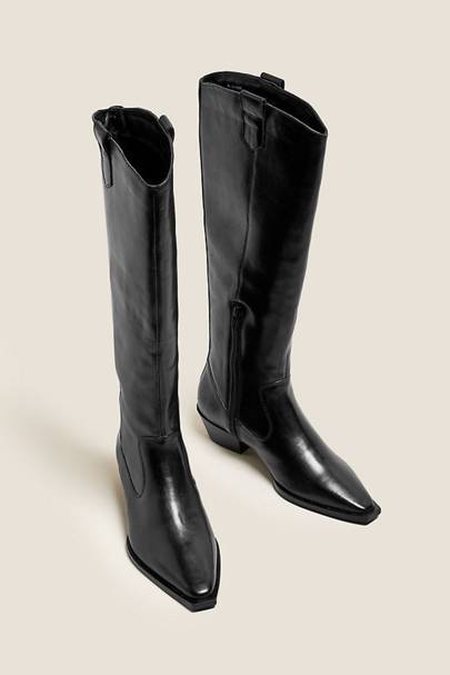 m&s black patent boots