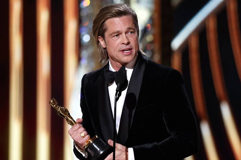 Brad Pitt Wins His First Acting Oscar & Tearfully Dedicates It To His